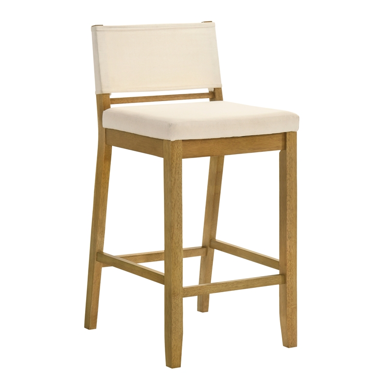 Yaneli Bar Height Bar Stool in Amber Glow with White Fabric Seat - Set of 3