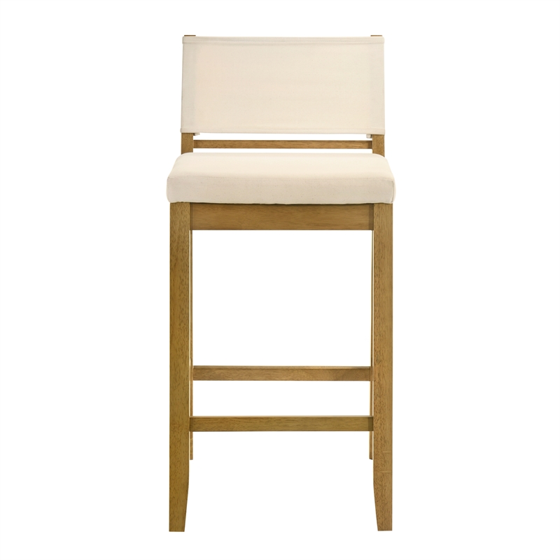 Yaneli Bar Height Bar Stool in Amber Glow with White Fabric Seat - Set of 3