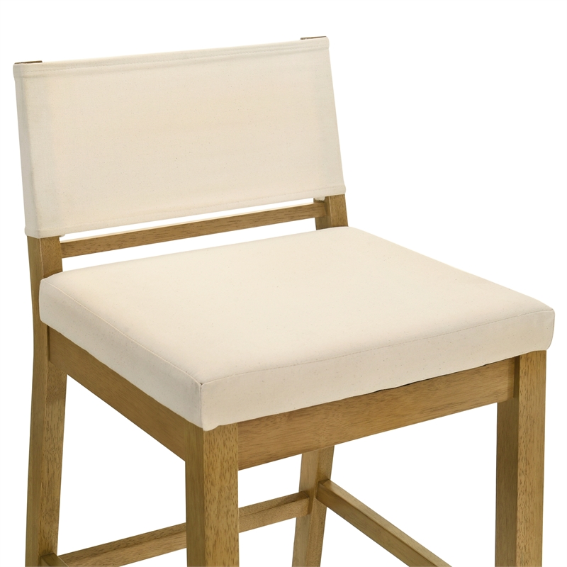 Yaneli Bar Height Bar Stool in Amber Glow with White Fabric Seat - Set of 3