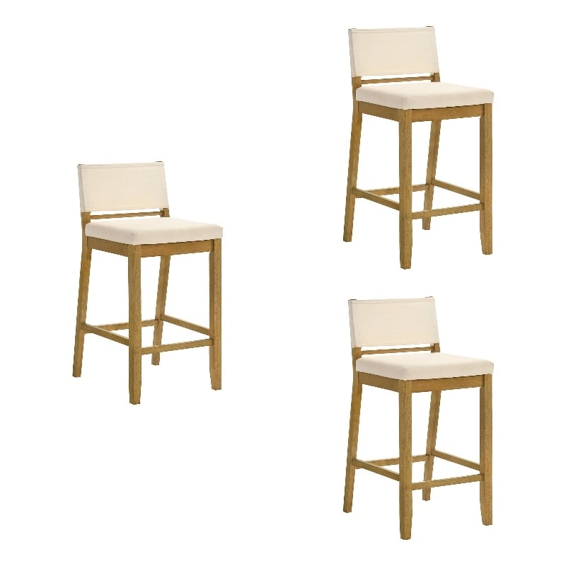 Yaneli Bar Height Bar Stool in Amber Glow with White Fabric Seat - Set of 3
