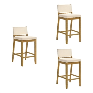Yaneli Bar Height Bar Stool in Amber Glow with White Fabric Seat - Set of 3