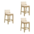 Yaneli Bar Height Bar Stool in Amber Glow with White Fabric Seat - Set of 3