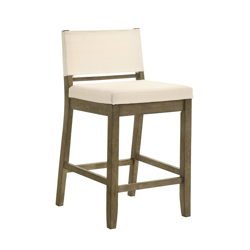 Yaneli Counter Height Bar Stool in Putty Brown with White Fabric Seat - Set of 3
