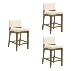 Yaneli Counter Height Bar Stool in Putty Brown with White Fabric Seat - Set of 3