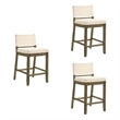 Yaneli Counter Height Bar Stool in Putty Brown with White Fabric Seat - Set of 3