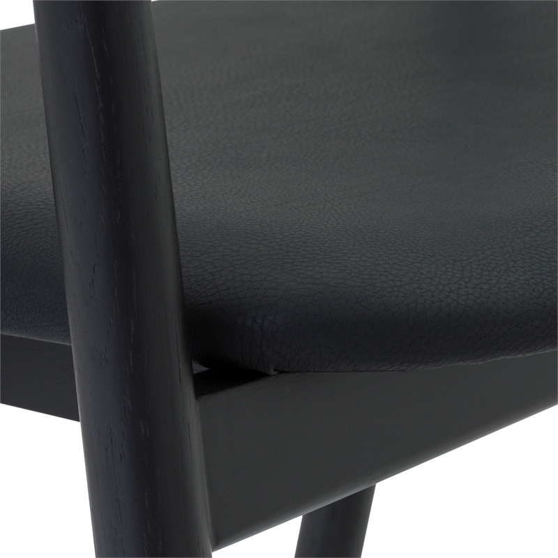Apache Black Oak Wood and Faux Leather Counter Stool