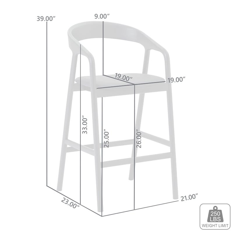 Apache Black Oak Wood and Faux Leather Counter Stool