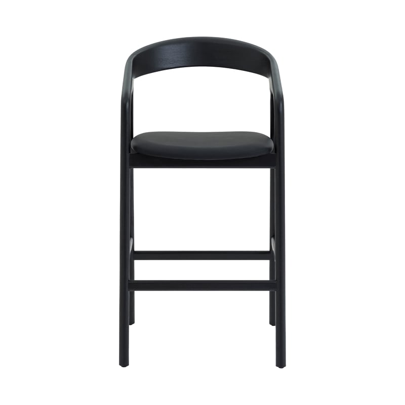Apache Black Oak Wood and Faux Leather Counter Stool