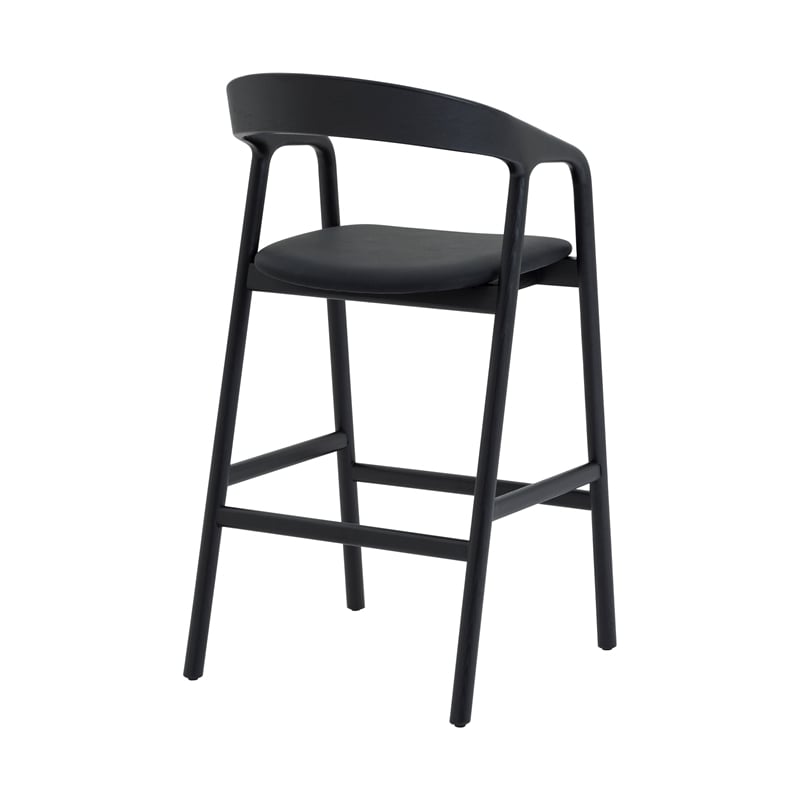 Apache Black Oak Wood and Faux Leather Counter Stool