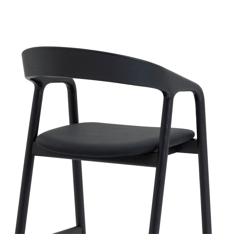 Apache Black Oak Wood and Faux Leather Counter Stool