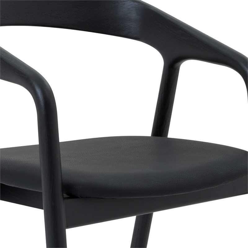 Apache Black Oak Wood and Faux Leather Counter Stool