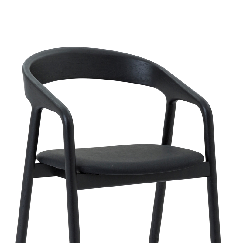 Apache Black Oak Wood and Faux Leather Bar Stool