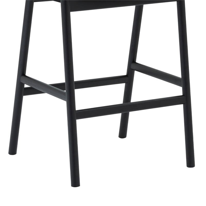 Apache Black Oak Wood and Faux Leather Bar Stool