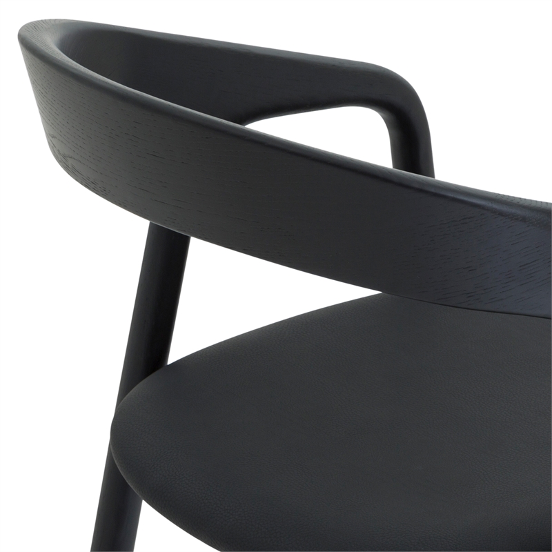 Apache Black Oak Wood and Faux Leather Bar Stool