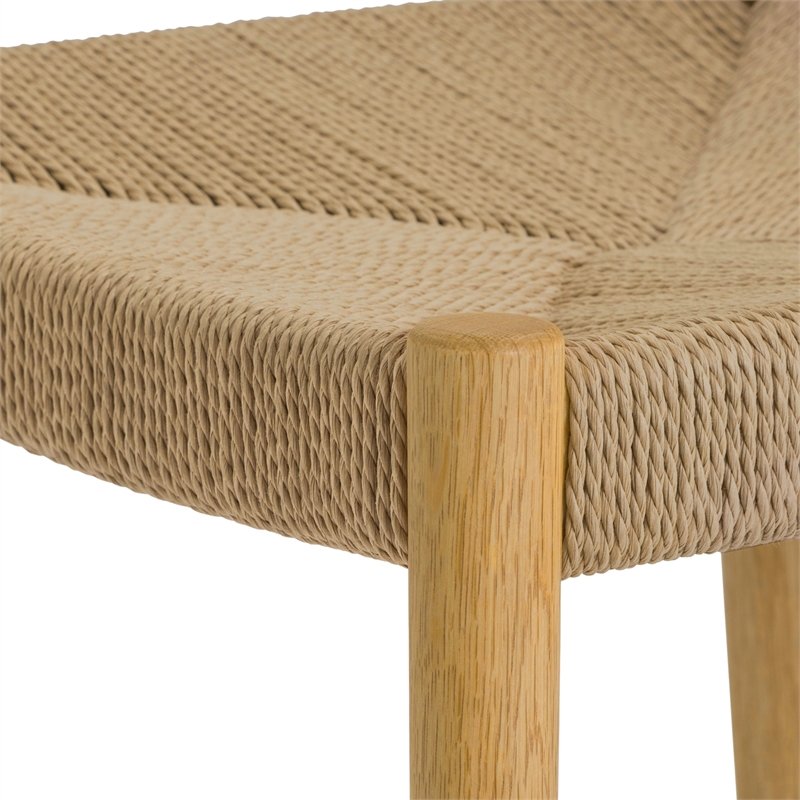 Erie Woven Paper Cord and Oak Wood Bar Stool