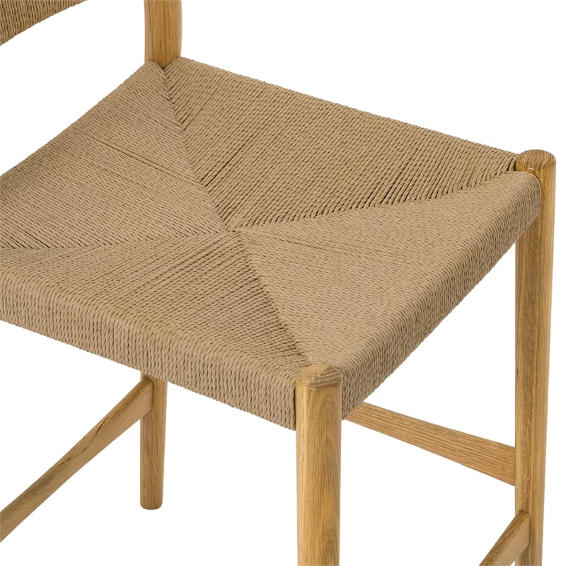 Erie Woven Paper Cord and Oak Wood Bar Stool