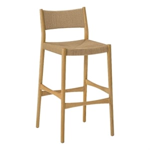 Erie Woven Paper Cord and Oak Wood Bar Stool