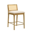 Tobias Wood Counter Height Bar Stool in Amber Glow/White Boucle Seat - Set of 3