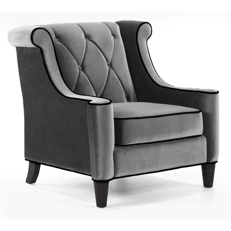 gray velvet tufted chair