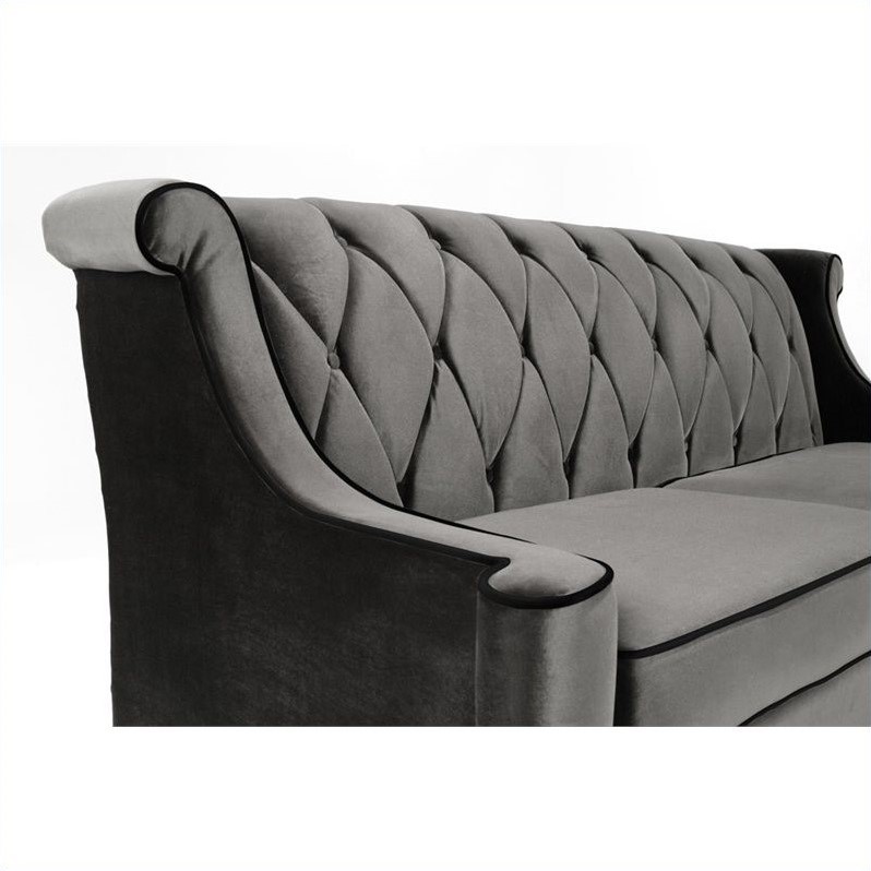 Armen Living Barrister Velvet Sofa in Gray - LC8443GRAY