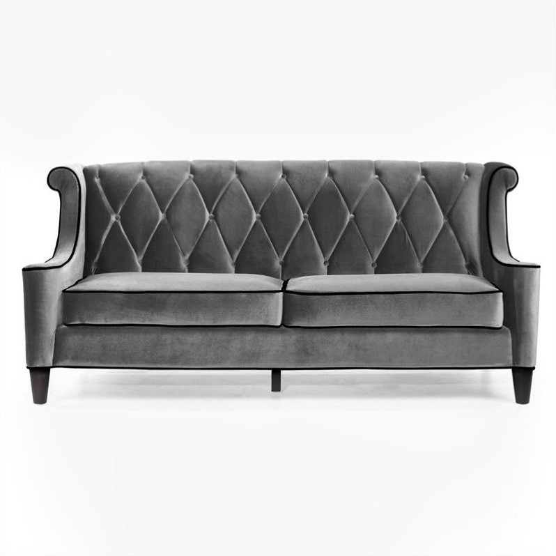 Armen Living Barrister Velvet Sofa in Gray - LC8443GRAY