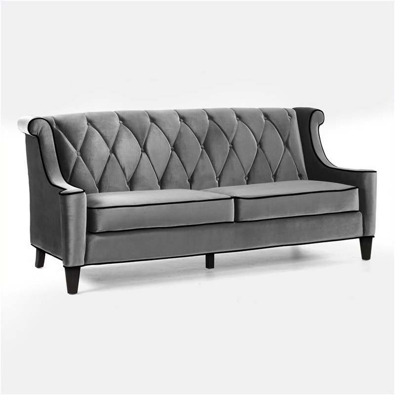 Armen Living Barrister Velvet Upholstered Sofa in Gray - LC8443GRAY