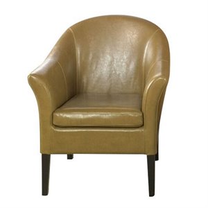 armen living leather upholstered club barrel accent chair