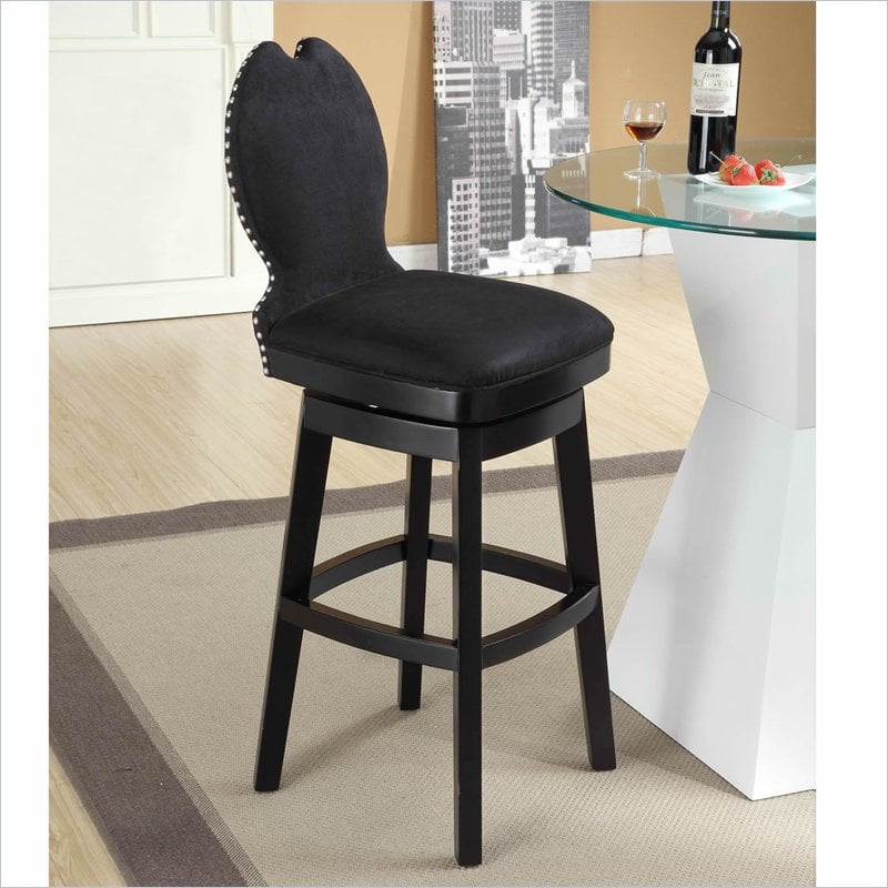 Armen Living Ava 30 Inch Black Fabric Swivel Barstool   LC4045BABL30