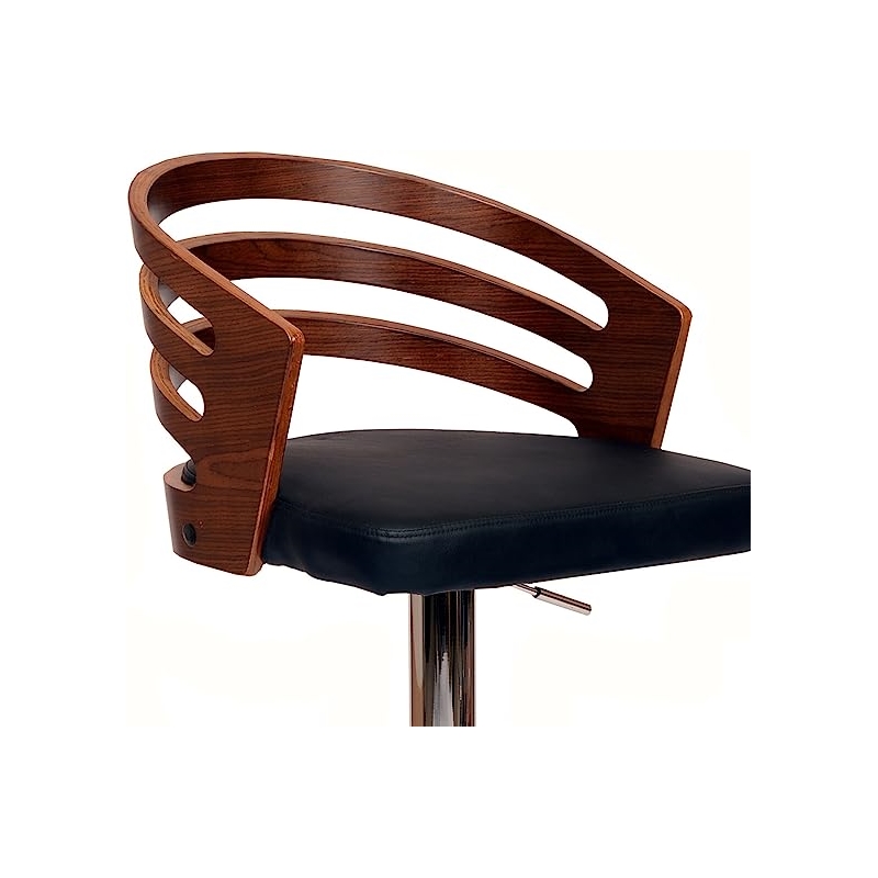 Armen Living Adele Modern Faux Leather Swivel Barstool in Black