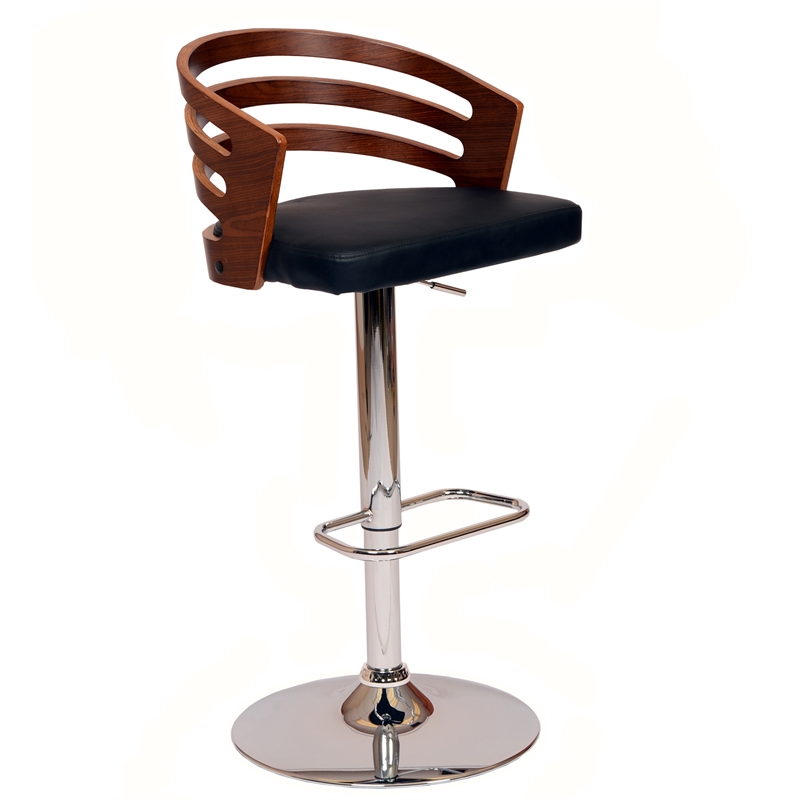 Armen Living Adele Modern Faux Leather Swivel Barstool in Black