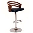 Armen Living Adele Modern Faux Leather Swivel Barstool in Black
