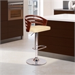 Armen Living Adele Contemporary Leather Swivel Barstool in Cream