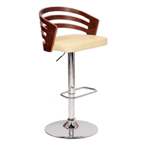 Armen Living Adele Contemporary Leather Swivel Barstool in Cream