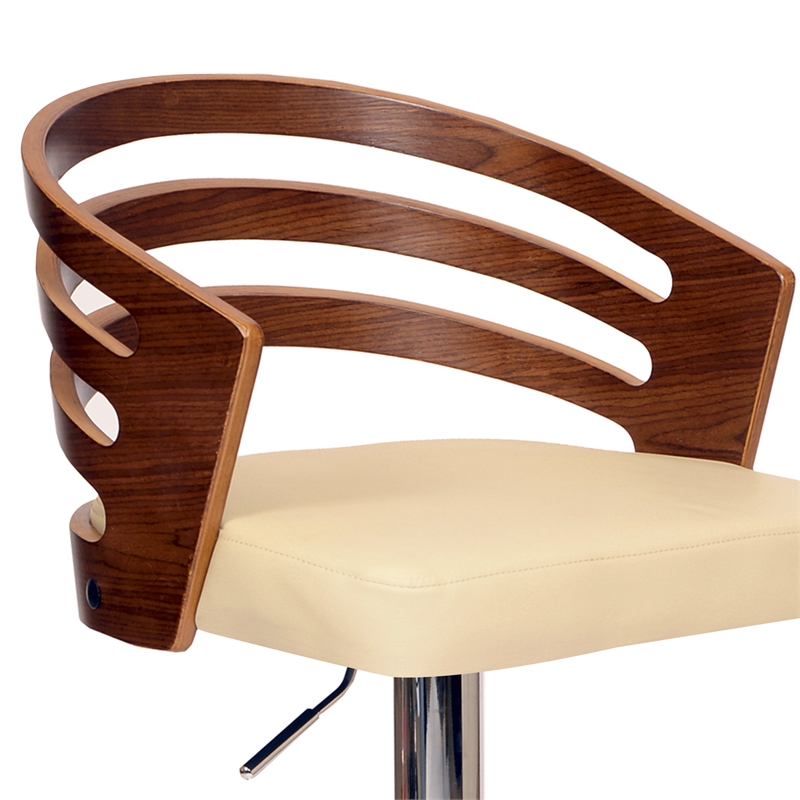 Armen Living Adele Contemporary Leather Swivel Barstool in Cream
