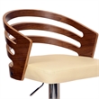 Armen Living Adele Contemporary Leather Swivel Barstool in Cream
