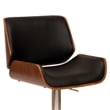 Armen Living London Modern Leather & Metal Swivel Barstool in Black/Walnut