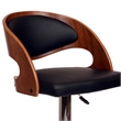 Armen Living Malibu Modern Leather & Metal Swivel Barstool in Black/Walnut
