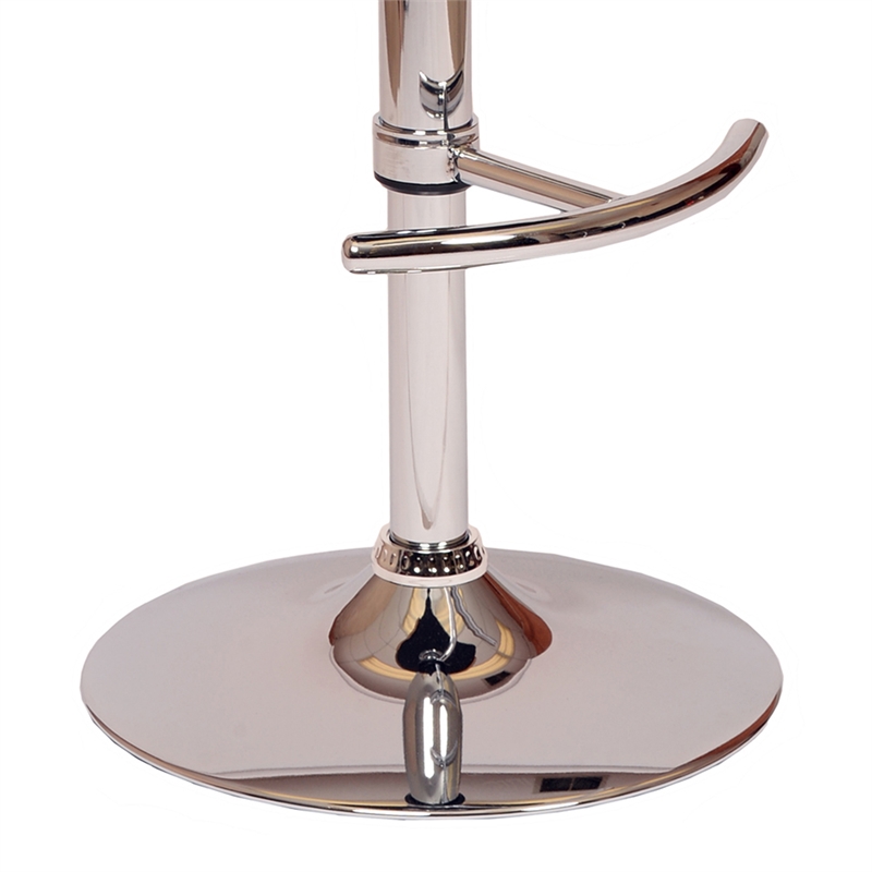 Armen Living Malibu Modern Leather & Metal Swivel Barstool in Black/Walnut