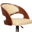 Armen Living Malibu Modern Leather & Metal Swivel Barstool in Cream
