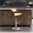 Armen Living Malibu Modern Leather & Metal Swivel Barstool in Cream