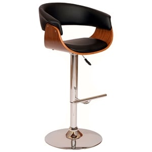 Armen Living Paris Modern Adjustable Wood Swivel Barstool in Black