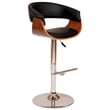 Armen Living Paris Modern Adjustable Wood Swivel Barstool in Black