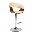 Armen Living Paris Modern Polyurethane Swivel Bar Stool in Cream and walnut
