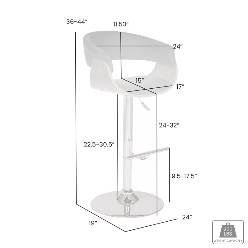 Armen Living Paris Modern Polyurethane Swivel Bar Stool in Cream and walnut