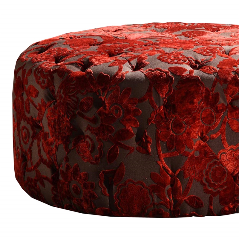 Armen Living Victoria Leather Upholstered Ottoman in Brown