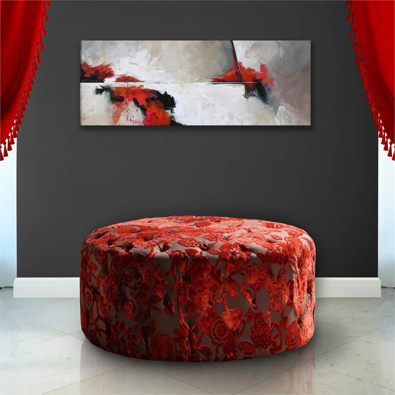 Armen Living Victoria Leather Upholstered Ottoman in Brown