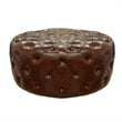 Armen Living Victoria Leather Upholstered Ottoman in Brown