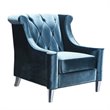 Armen Living Barrister Chair with Crystal Buttons in Blue Velvet