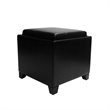 Armen Living Contemporary Leather Storage Ottoman with Tray in Black