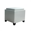 Armen Living Contemporary Leather Storage Ottoman with Tray in White